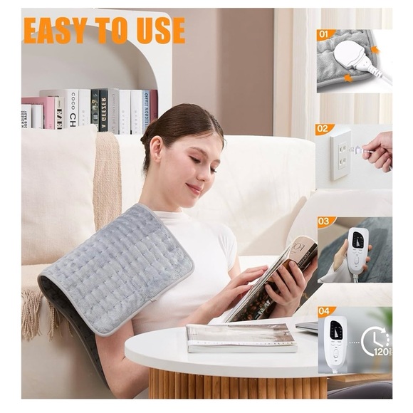 Gray Electric Heating Pad with Controller - Picture 3 of 16